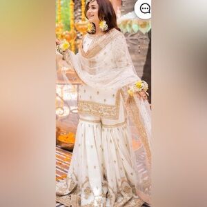 - Pakistani chiffon embroidered Long Sleeve Crew Neck Bridal Dress